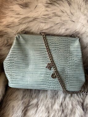BCBGeneration seafoam Croc-Embossed Chain Shoulder Bag